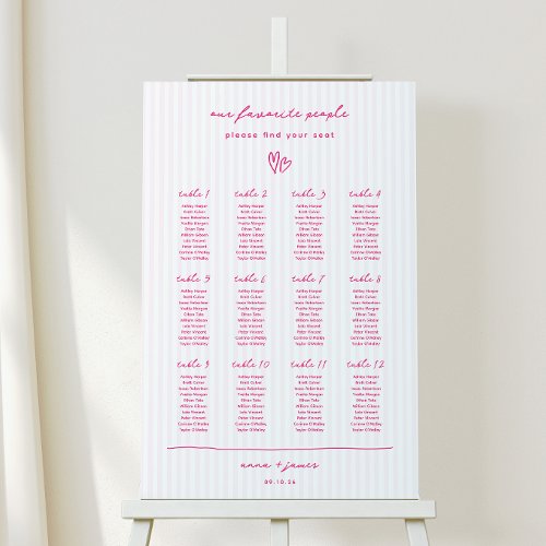 Whimsical Pink Wedding Seating Plan Foam Board