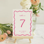 Whimsical Pink Wedding Table Number Card<br><div class="desc">Whimsical Pink Wavy Line Frame,  wedding table number card. Please note that table number cards must be numbered and added to your cart individually. Frame color and fonts can be changed by selecting the "edit using design tool" feature.</div>