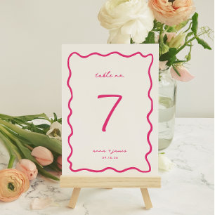 Whimsical Pink Wedding Table Number Card