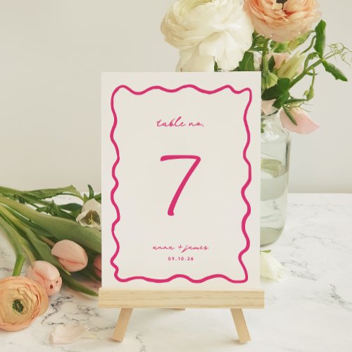 Whimsical Pink Wedding Table Number Card