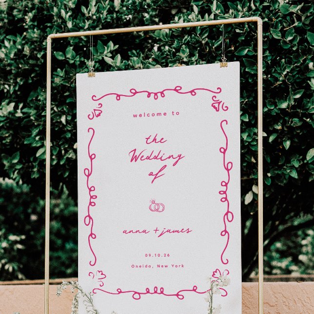 Whimsical Pink Wedding Welcome Foam Board (Creator Uploaded)