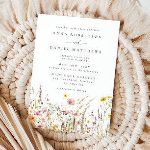Whimsical Pink Wildflower Wedding Invitation