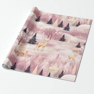 Whimsical Pink Winter Landscape (1) Wrapping Paper