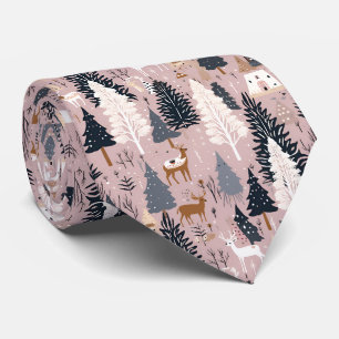 Whimsical Pink Winter Landscape (3) Neck Tie