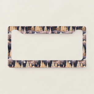 Whimsical Pink Winter Landscape (7) License Plate Frame