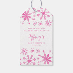 Whimsical Pink Winter Wonderland Baby Shower Gift Tags