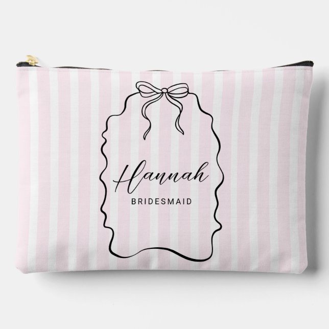Whimsical Pinstripe Bow Wedding Accessory Pouch (Front)
