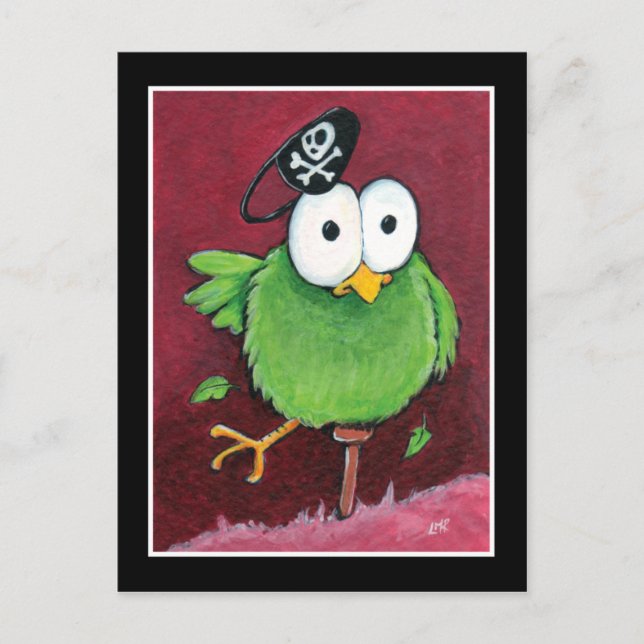 Whimsical Pirate Bird with Wooden Leg Postcard (Front)