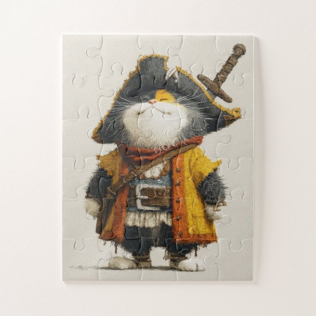 Whimsical Pirate Cat Jigsaw Puzzle (Vertical)