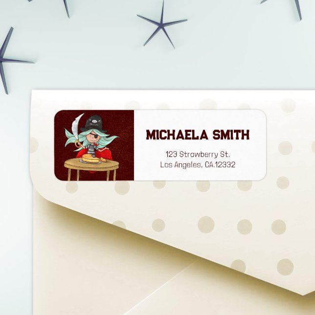 Whimsical Pirate Mermaid Return Address Label (Creator Uploaded)