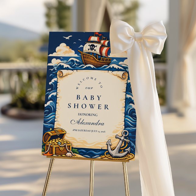 Whimsical Pirate Ship Adventure Baby Shower Foam Board (Creator Uploaded)