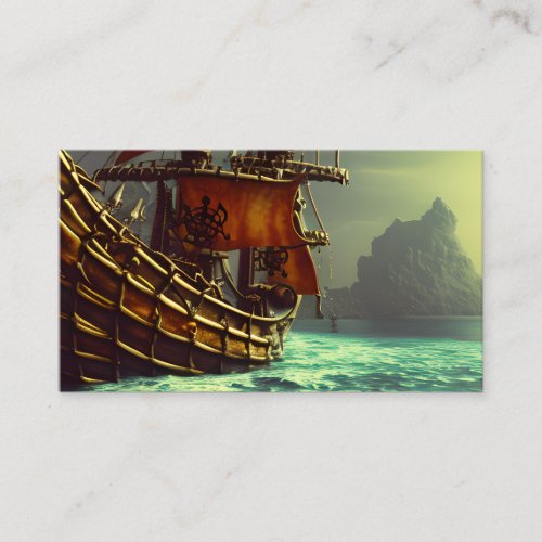 Whimsical Pirate Ship Triptych Business Card