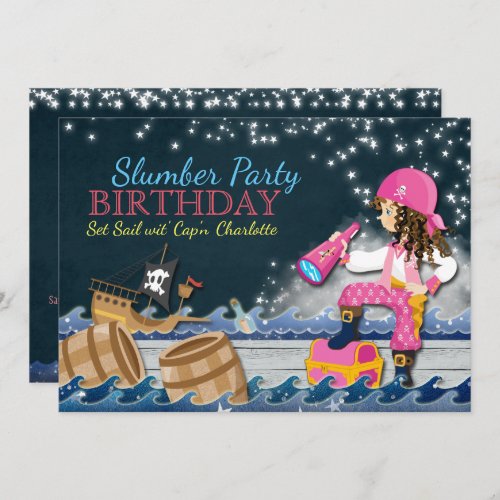 Whimsical Pirate Slumber Party Birthday Invitation