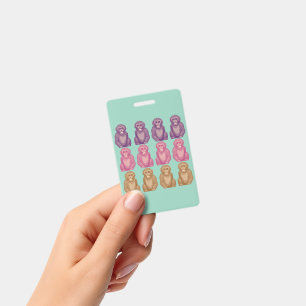 Whimsical Pixel Style Colorful Monkeys Badge
