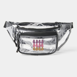 Whimsical Pixel Style Colorful Monkeys Clear Fanny Pack