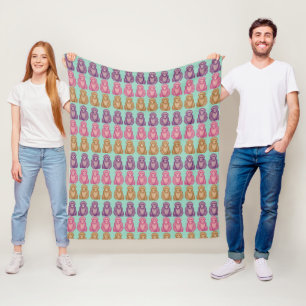 Whimsical Pixel Style Colorful Monkeys Fleece Blanket