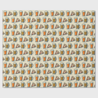 Whimsical Pizza and Beer Pattern Wrapping Paper