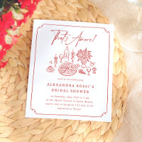 Whimsical Pizza & Wine Bridal Shower Invitation