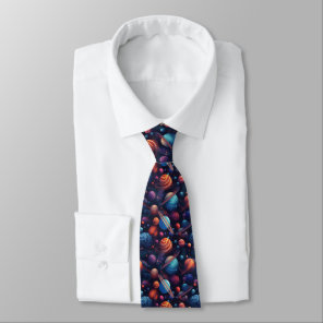 Whimsical Planets Space AI Art Neck Tie