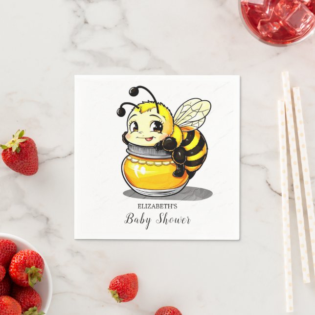 Whimsical Playful Bee Baby Shower Napkins (Insitu)
