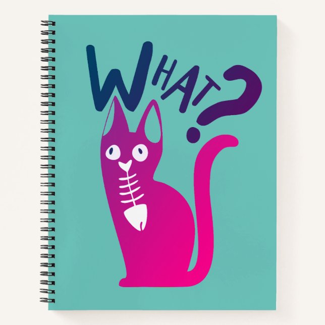 Whimsical Playful Funny Pink Cat Humor Pet Cartoon Notebook (Front)