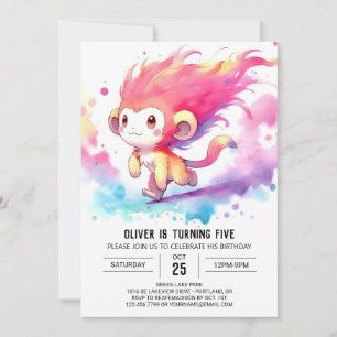 Whimsical Playful Monkey Birthday Invitation