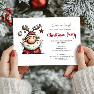 Whimsical Playful Santa Claus Holiday Party Card