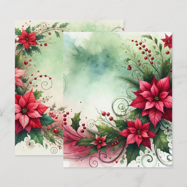 Whimsical Poinsettia Christmas Garland Scrapbook (Front/Back)