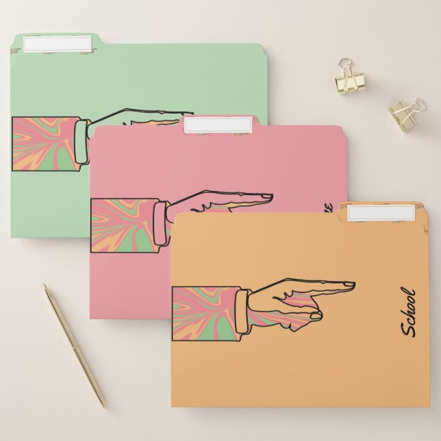 Whimsical Pointing Finger Subject File Folders (Set)