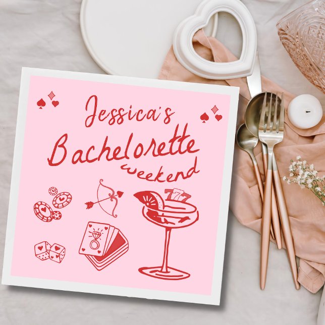 Whimsical Poker Cocktail Bachelorette Party Napkins (Creator Uploaded)