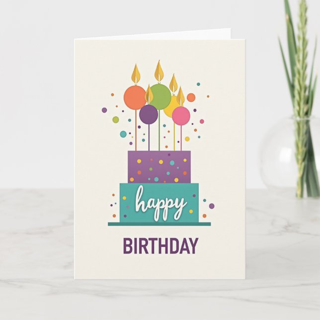 Whimsical Polka Birthday Card (Front)