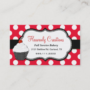 Whimsical Polka Dot Cupcake Bakery Business Card