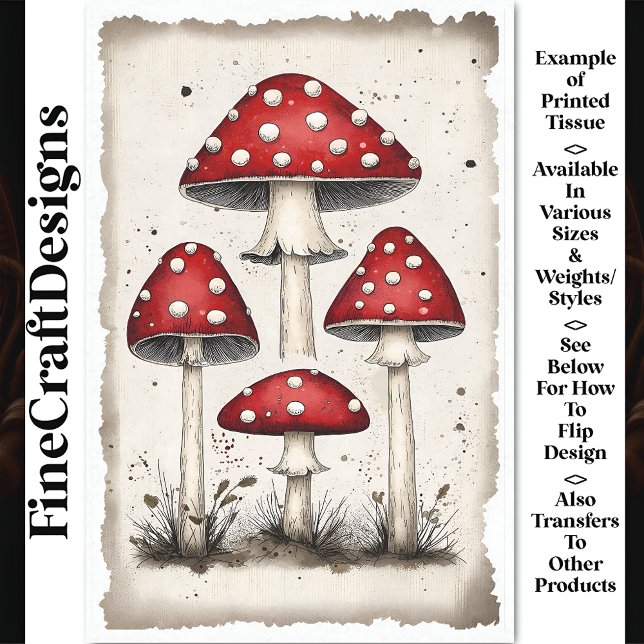 Whimsical Polka Dot Fairy Mushrooms AW7 Decoupage Tissue Paper (Creator Uploaded)