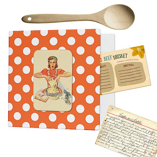 Whimsical Polka Dot Vintage Cook Recipe Organizer 3 Ring Binder