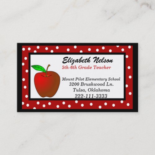 Whimsical Polka Dots Teachers business card