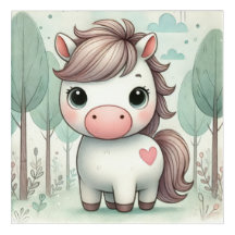 Whimsical Pony in Pastel Forest Acrylic Wall Art