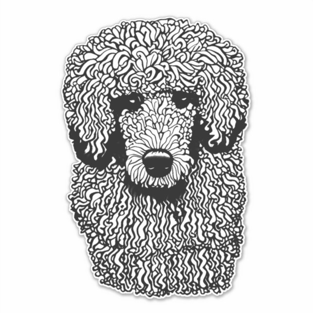 Whimsical Poodle Dog Head Animals Pets art Sticker (Front)