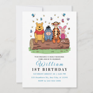 Whimsical Pooh & Friends Birthday Invitation