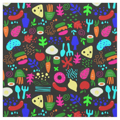 whimsical pop art fruit sushi  fabric