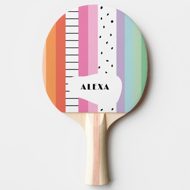 Whimsical Pop Stripes Ping Pong Paddle (Front)
