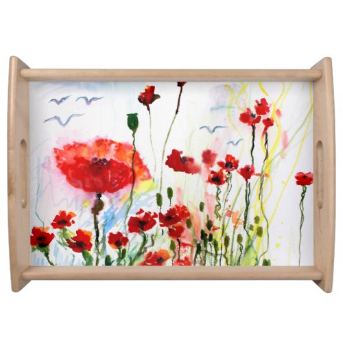 Whimsical Poppies Watercolor Art tray