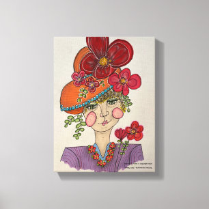 Whimsical Portrait of "Pretty Lady" Canvas Print