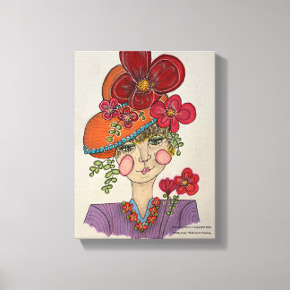 Whimsical Portrait of "Pretty Lady" Canvas Print
