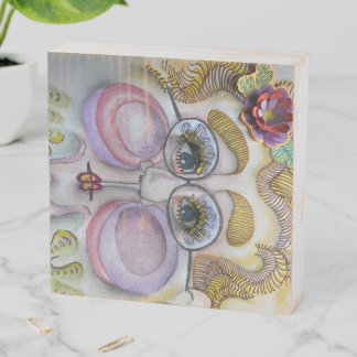 Whimsical Portrait on a Wooden Box