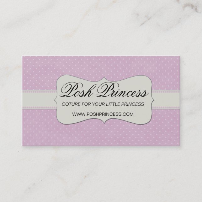 Whimsical Posh Princess Boutique Business Card (Front)