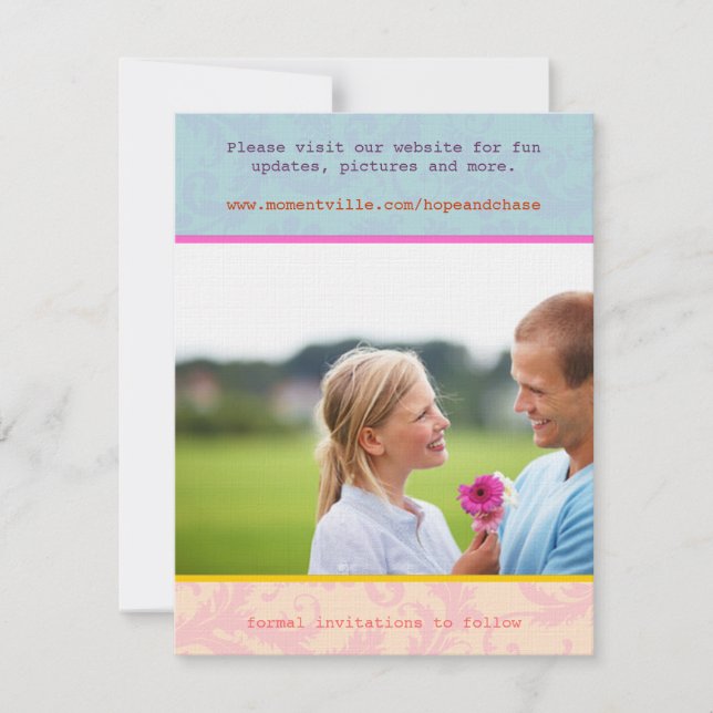 Whimsical Poster Style Photo Wedding Save the Date (Front)