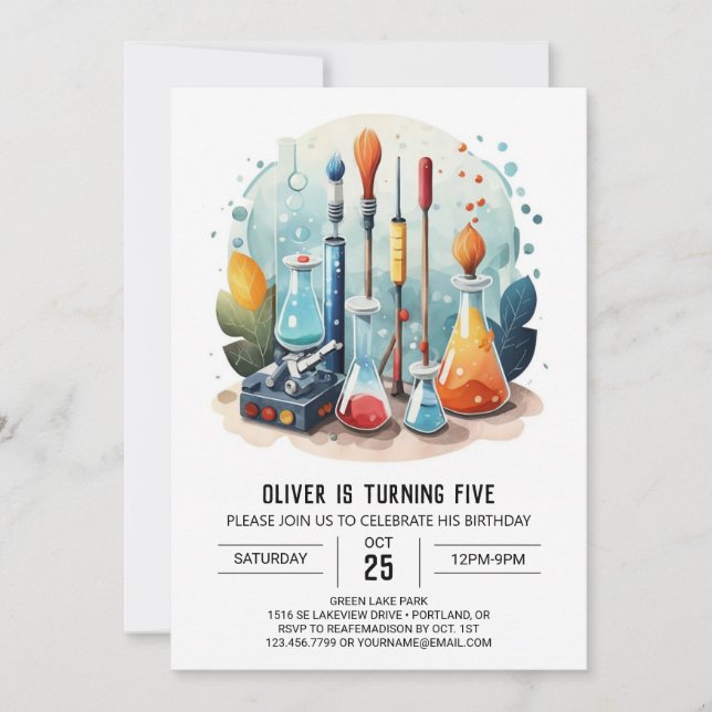 Whimsical Potion Test Tubes Scientist Birthday Invitation (Front)