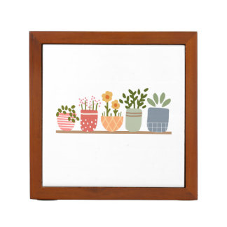 Whimsical Potted Flowers Garden Lover Desk Organizer
