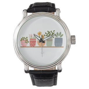 Whimsical Potted Flowers Garden Lover Watch