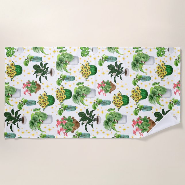 Whimsical Potted Plants Blanket (Front)